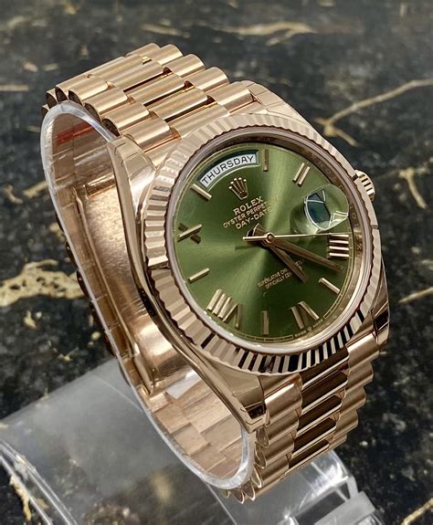 rolex day date green steel|Rolex Day-Date watch price.